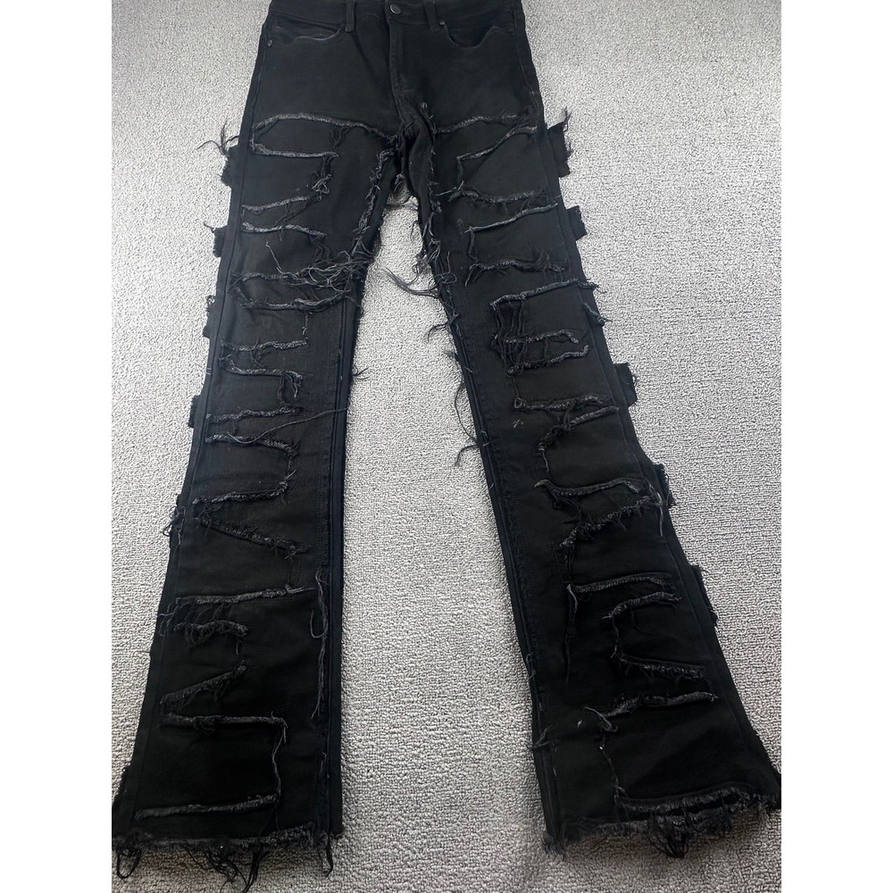 Rockstar Original Jeans Men 30 Black RSM 205 Shake Flared Stacked Grunge Punk